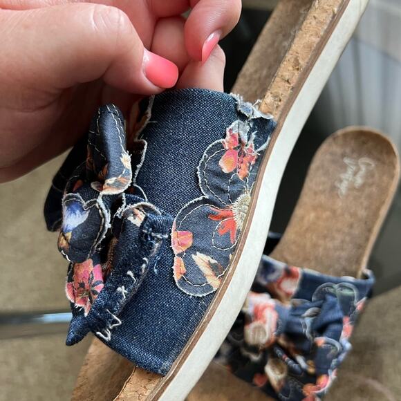 Crown Vintage Artrisia Floral Denim Bow Sandals Women’s Size 9 - Picture 8 of 12